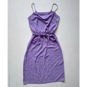 Vtg 80s Lavender Patterned Sleeveless Sun Dress / Sz 10 / Casual Retro Midi